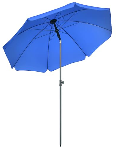 Outsunny Sonnenschirm Strand Ø180 cm UV 50+ Windfest Stabil Blau