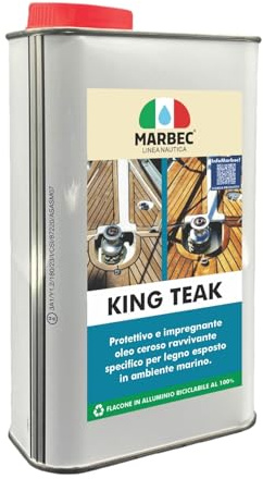 King Teak Olio Protettivo impregnante oleo ceroso per Il Trattamento antidegrado e ravvivante del Teak collocato in Ambiente Marino.