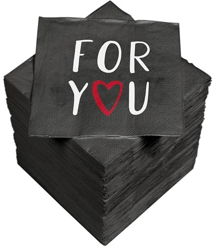 HEKU 'For You' Cocktail-Servietten, 3-lagig, 25x25cm, 150 Stück I Stilvolles Design I Ideal für Feiern I Praktisch Verpackt