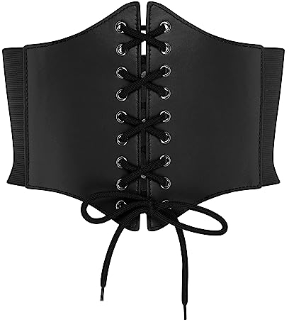 BlackButterfly Elasticizzato Halloween Cosplay Costume Girovita Legatura Cintura alta Corsetto Cintura (Nero, L)