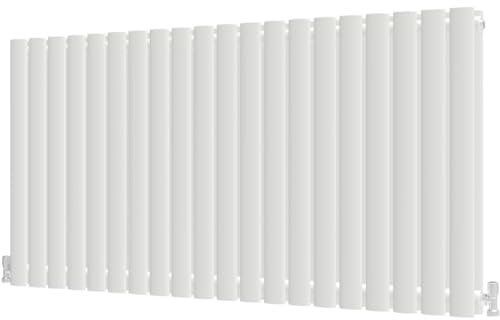Radbliss Oval Column Horizontal Radiator 600x1180mm White Double Central Heating Designer RAD