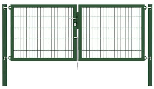Alberts 636814 Doppeltor Flexo Plus mit Zubehör | verschiedene Breiten und Höhen | Pfostenstärke 100 x 100 mm | grün | Breite 250 cm | Höhe 100 cm