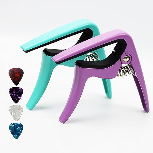 Ukulele Kapodaster 2 Pack Kapodaster für Ukulele Sopran Konzert Tenor Bariton Ukulili Zubehör (Grün + Lila)