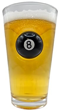 Solo Pro Pool Beer Glass Pint Glass with Embedded Mini 8 Ball Pool Ball Pool Gifts |Handmade in UK Fathers Day Gift Man Cave Gift