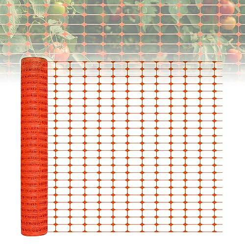 YARDIN Geflügelzaun Absperrzaun Schutznetz Bauzaun aus Kunststoff, 1 Rolle je 1 x 50M Mobiler Zaun Begrenzungszaun Absperrnetz, Flexibel Warnzaun Hühnerzaun Geflügelnetz, Orange