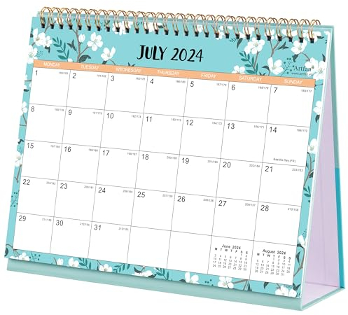 Tischkalender 2025-2026 - Tischkalender 2025-2026 mit dickem Papier, Juli 2025 - Dezember 2026, 25,5 x 20,5 x 8 cm, Doppeldrahtbindung, Grün