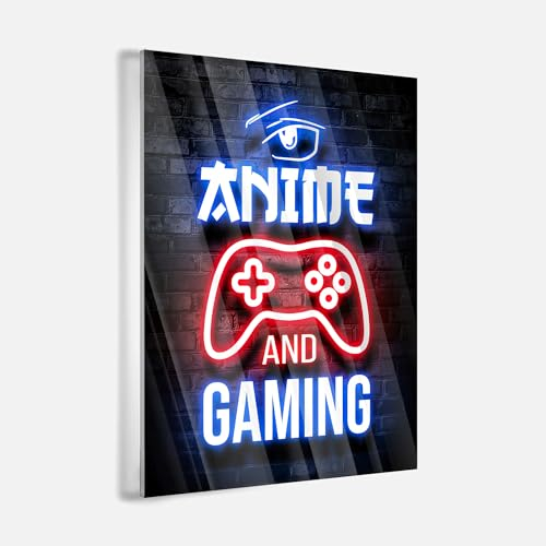 Acrylglas Pop Art Anime Gaming Neon Gamer bunt Manga Graffiti Wandbilder Glasbilder Wohnzimmer Schlafzimmer Büro Wanddekoration Deko XXL günstig (Acrylglas, 80x60 cm)