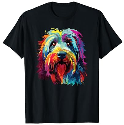 Wasserfarben Farbenfroher Bearded Collie Hunde T-Shirt