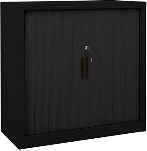 MNISDFL Mehrzweckschrank Sideboard Küche Beistellschrank Schiebetürenschrank Schwarz 90x40x90 cm Stahl