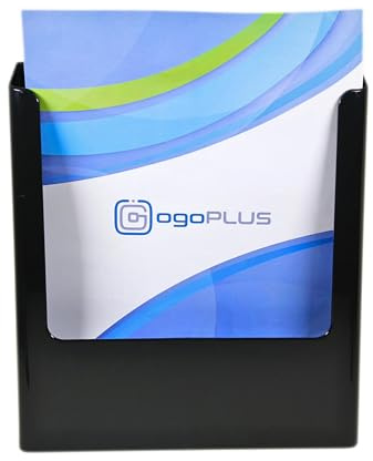 DIN A4 Wandprospekthalter Hochformat - schwarz für Flyer und Prospekte | Prospekthalter zur Wandmontage Flyerhalter für Büro, Praxis, Messe, Empfang und Werbung
