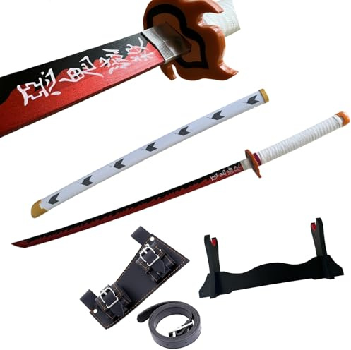 Cosplay-Anime-Schwert – Dämonentöter-Schwert 41 Zoll mit Schwertständer und Gürtel, Katana-Nachbildung des Schwertes, perfekt für Cosplay, Anime, Original-Textur, Bühnenauftritt und als Geschenk