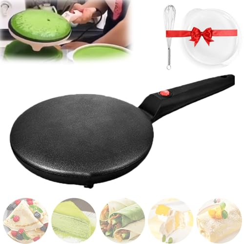 Instawhim - Crepera instantánea con batidor de huevos y lavabo, sartén abatible rápida de 7.8 pulgadas con apagado automático, crepes, crepera eléctrica, sartén antiadherente, mini máquina portátil
