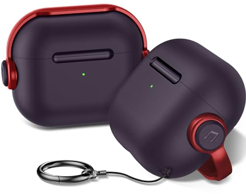 Anqrp Custodia per AirPods 3 Generazioni con Blocco Sicuro [LED frontale visibile] [Supporta la Rcarica Wireless] Auricolare TPU + PC Copertura protettiva compatibile con AirPods 3, Rosso Vino