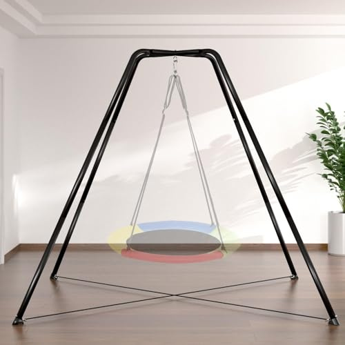 HOTJUMP Swing Stand for Kids, 330LBS Heavy Duty Metal Swings Frame for Backyard Indoor, Anti-Rust and All Weather Resistance, Saucer Swing -NOT Included Black