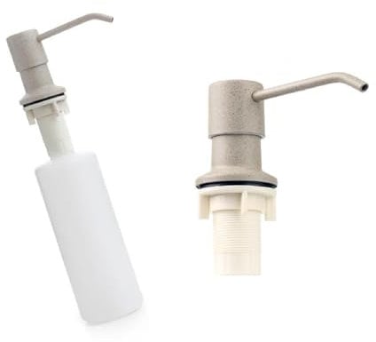 Distributeur de savon liquide vaisselle pour évier encastrable - Rond - 300 ml - Beige