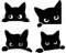 Pack of 4 Cat Peeking Pet Silhouette Cute Stickers -Waterproof Decals for use on Laptops, Car Bumpers, Windows, Water Bottles, Fun Gifts & More (Black, Medium Pack)