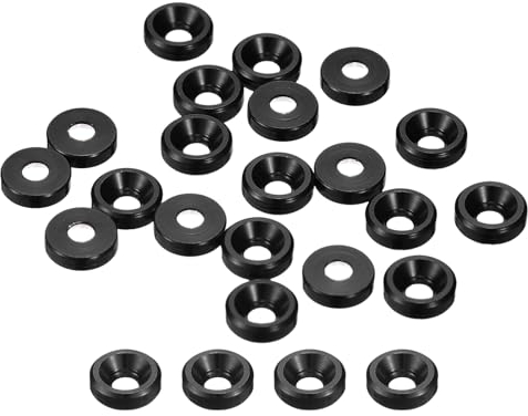 sourcing map 50 Stück M2 Finishing Senkkopf-Beilagscheiben, Aluminiumlegierung, Schraubendichtungen, Cup Head Washer Dichtung für mechanisches Zubehör, Schwarz