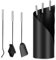Ikodm Kaminbesteck Set 4-teiliges, Kaminzubehör mit Besen, Schaufel, Eisenhaken, Ständer, Modern Design Kaminwerkzeug, Ofenbesteck Kamingarnitur mit Edelstahlgriffe