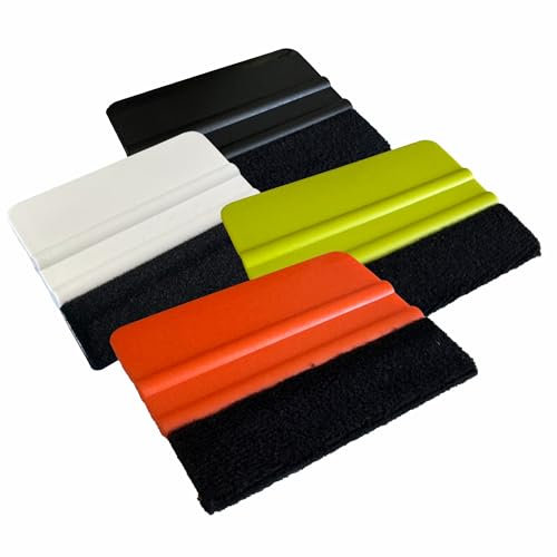 Rakel [10x7,3cm] mit Filzkante als Werkzeug für Folierung von: Autofolie, Wrapping Folie, Carbon Folie, Möbelfolie, Fensterfolie, Tönungsfolie, Wandtattoos, Plotter- & Klebefolie (4er Set)