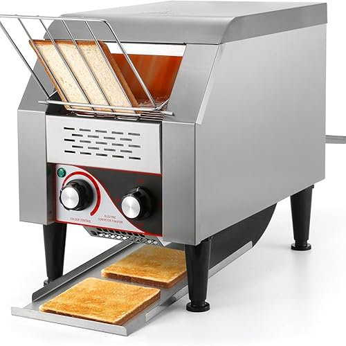 Tostadora transportadora comercial, tostadora multifunción, tostadora eléctrica comercial para restaurante, con tubos de calentamiento dobles, modo de horneado de 1 a 7 niveles, 3 modos de calentami