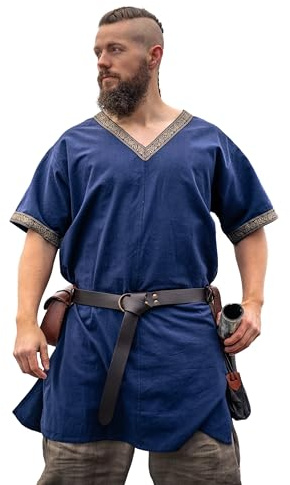 Leonardo Carbone® Wikinger Tunika Loki - Mittelalter Kleidung Herren, Mittelalter Hemd Herren, Karneval Kostüm Herren, Wikinger Tunika, LARP Kleidung - 100% Baumwolle