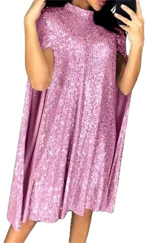 MJGkhiy Vestito Corto Verde Paillettes Donna Curvy Vestito da Cerimonia Elegante Oro Vestito Natale Maniche Lunghe Abito per Capodanno Nero Scollo a V Vestiti da Sposa Carnevale Rosso Vestito da Sera