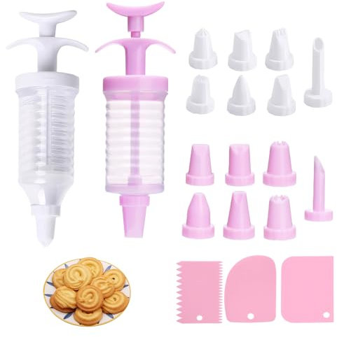 Icing Piping Kit 2 Sets Cake Decorating Kit,Cake Piping Kit,Icing Syringe,Includes 14 Icing Nozzles and 3 Spatulas,Ideal Baking Tool, Gift for Baking Enthusiasts