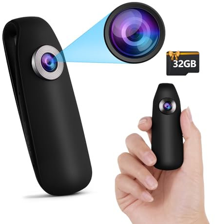 Bextgoo Mini Kamera ohne WLAN, Body Cam mit 32 GB TF-Karte, 1080P Mini-Kamera mit Bewegungserkennung, Fotoshooting, Bis zu 7 Stunden, Körperkamera für Radfahren,Reisen, Innen Außen Sicherheit