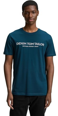 Tom Tailor Denim Herren Basic T-Shirt mit Logo-Print