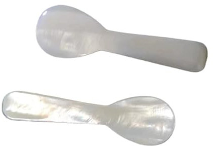 Tabanzhe Caviar Spoons-2PCS Mother of Pearl MOP Caviar Spoon Round Handle Handmade Pearl Spoons for Jam Egg Ice-Cream Coffee Restaurant Serving(9cm/3.54in)