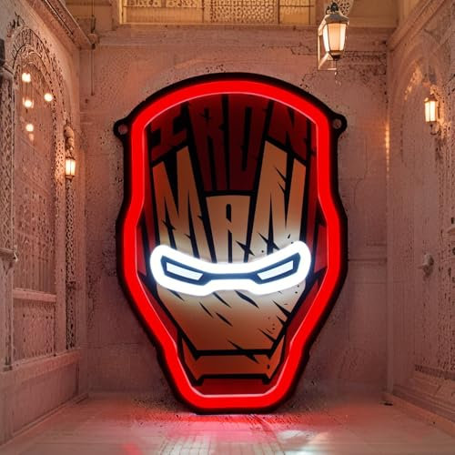 Ironman Neon Sign, Gaming Neon Lights with Brightness Settings for Game Room Decor Bedroom Pub Club Wall Art Decor Kids Boys Girls Gifts