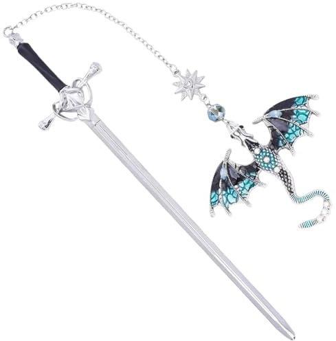 Lesezeichen Metall, Schwert Bookmark mit Kristall Anhänger, Kreatives Lesezeichen Leseseitenmarkierungen, Personalisiertes Lesezeichen Geschenke für Leseliebhaber Frauen Männer