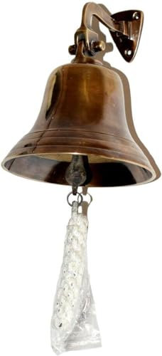 Wandglocke aus antikem Messing, 12,7 cm, dekorative hängende Glocke mit Seilzug
