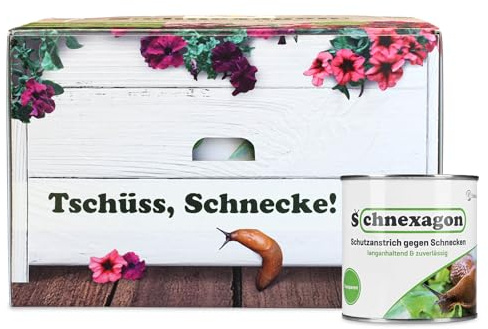 DistrEbution Schneckenschutz Schnexagon - Schutzanstrich gegen Schnecken für Hochbeet 375ml - 12 Stück