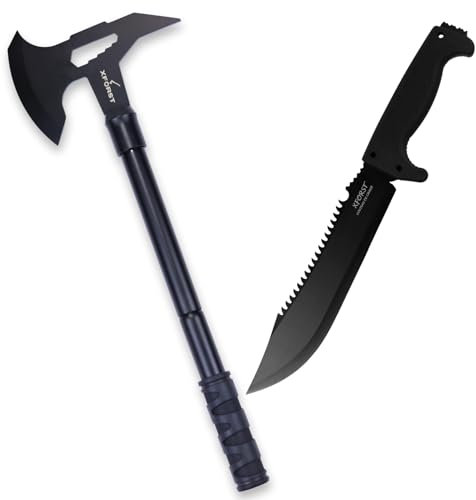 Xforst Survival-Set (Rambo Messer + TM2 Camping Axt) – Professionelles Outdoor-Set für Survival, Bushcraft & Camping, inkl. Aufbewahrungsscheiden