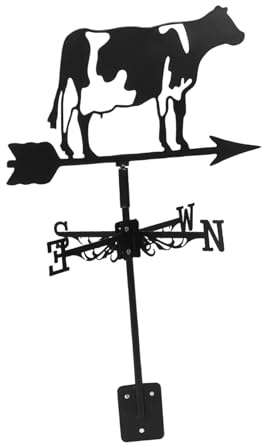 Gatuida Wetterfahne Kuh Metall Windrichtungsanzeiger für Garten und Dach Wetterfest Langlebig Einfache Installation für Außenbereiche und