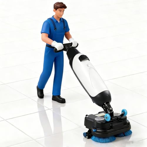 Máquina Fregadora y Lavadora de Pisos Comercial, Ancho de Limpieza de 43 Cm (17), para la Limpieza de Grandes Superficies en Diversos Tipos de Pisos, Cobertura de 1200 M²/Hora Blanco-220V