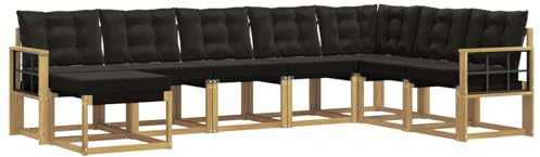 vidaXL Outdoor-Sofagarnitur mit Kissen 8 pcs Weiß und Schwarz, Garten Sofa, modernes Ecksofa, Robustes Sitzmöbel, Möbel für Terrasse, gemütliche Lounge