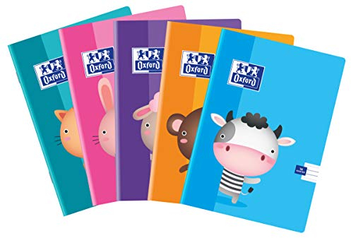 OXFORD 400092585 KIDS A5-Heft 16 Blätter, Doppellinie, 10 Stück-Packung Farbenmix