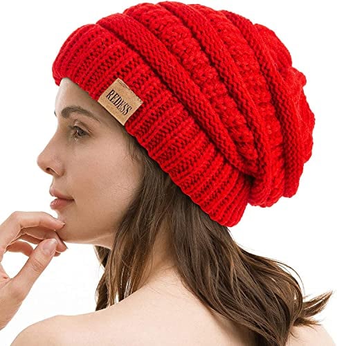 REDESS Slouchy Beanie Mütze für Herren und Damen Winter Warm Chunky Soft Oversized Zopfstrickmütze