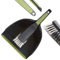 CleanPEAK Large Dustpan and Brush Set with Soft Grip Handle, Soft Bristles, Flexible Pan Edge, Grey/Green