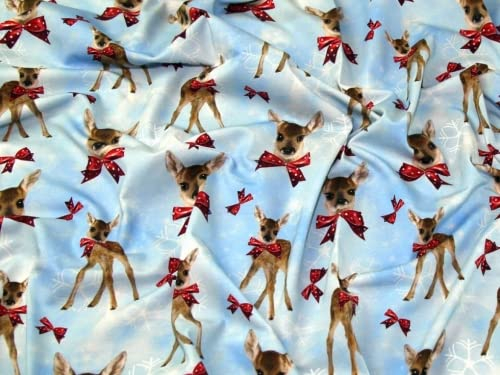 Minerva Crafts Weihnachts-Jersey-Strickstoff, Blau, Meterware