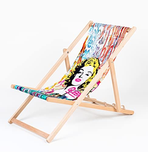 Moderne Liegestuhl Sonnenliege Klappbar Gartenliege Rückenlehne verstellbar leicht klappbar Garten Balkon Strand Outdoor Holzklappstühle Naturholz Lounger (1, Queen Marilyn)