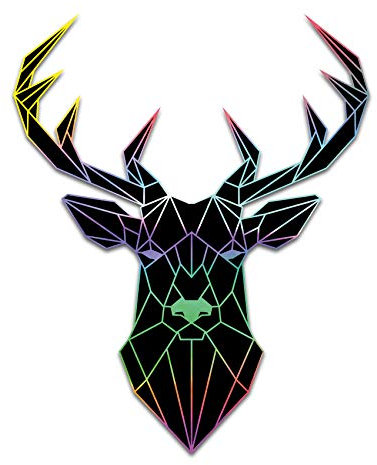 2 x Polygon Tier Sticker Hologramm Aufkleber Tiere Origami Geometrisch Selbstklebend Kunst für Auto Motorrad Laptop Kühlschrank Wand Dekor R117 (Hirsch)