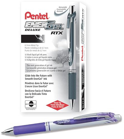 Pentel EnerGel XM BL77 Gelschreiber mit Druckmechanik, lila (12 Stück)
