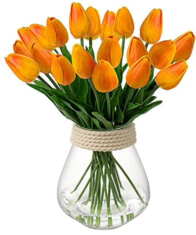 10 Stück Künstliche Blumen Unechte Blumen Tulpe Gefälschte Blume Tulpe Blumenstrauß Latex Blumen Seide Tulpe Real-Touch für Home Party Hochzeitsstrauß Garten Dekoration