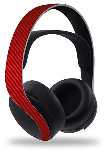 Finest Folia Schutzfolie kompatibel mit PS5 Sticker Hülle für Spiele Konsolen Headset Gehäuse Aufkleber Vinyl Folie Skin gegen Kratzer Design Cover R141 (Headset, Nr. 9 Carbon Rot)