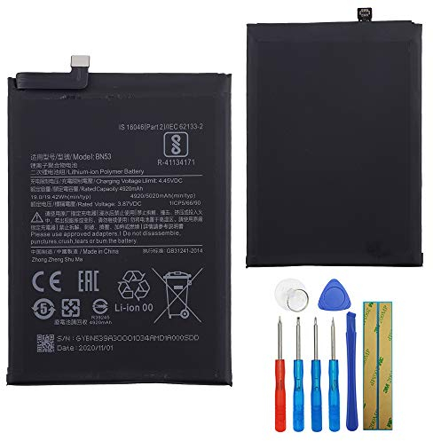 E-yiiviil Batteria di ricambio BN53 compatibile con Xiaomi Redmi Note 9 Pro Redmi Note 10 Pro 4G con strumenti