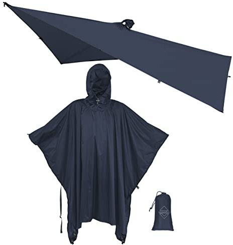 onewind Premium Regen Poncho für Männer und Frauen, wiederverwendbare atmungsaktive leichte wasserdichte Regenmantel Getriebe mit Kapuze und Sack, Dunkel Grau