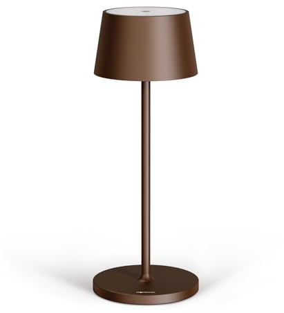 Stilosa XL Lampada da Tavolo Senza Fili - Abat Jour Led Ricaricabile Scrivania e Comodino di Design - Lume Touch USB C - Luce Wireless Salotto - Dimmerabile - Lampade Ristorante - Bronzo